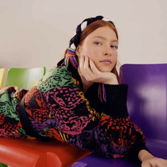 FARM Rio Rainbow Midnight Leopards Belted Chunky Knit Cardigan Sweater Coat - Picture 3 of 16